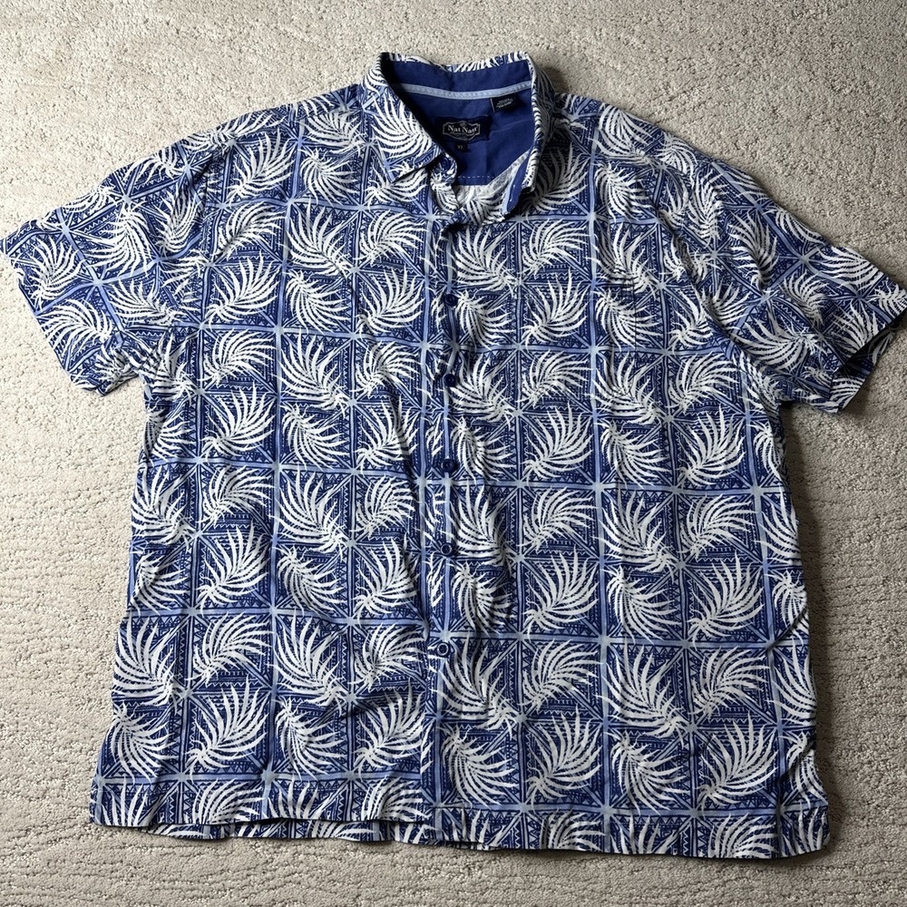 Men's Nat Nast XL silk Blend‎ Short Sleeve Button Shirt Hawaiian Floral